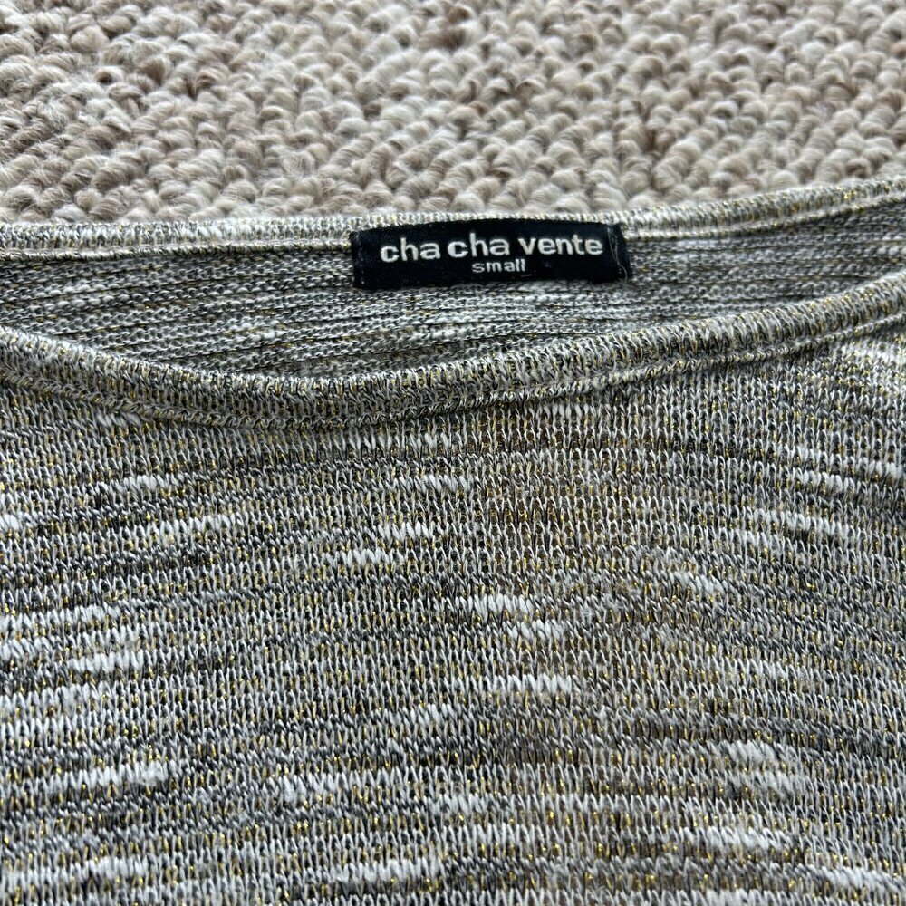 Cha Cha Vente S Lightweight Sweater Gray Cream Zipper Office Siren - Picture 2 of 6
